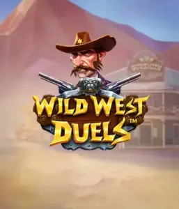  Изображение слота "Wild West Duels" от Pragmatic Play, где изображён суровый персонаж в шляпе с оружием в руках. На заднем плане нарисована пустынная местность с типичным салуном. Идеально подходит для поклонников жанра вестерн и игровых автоматов.